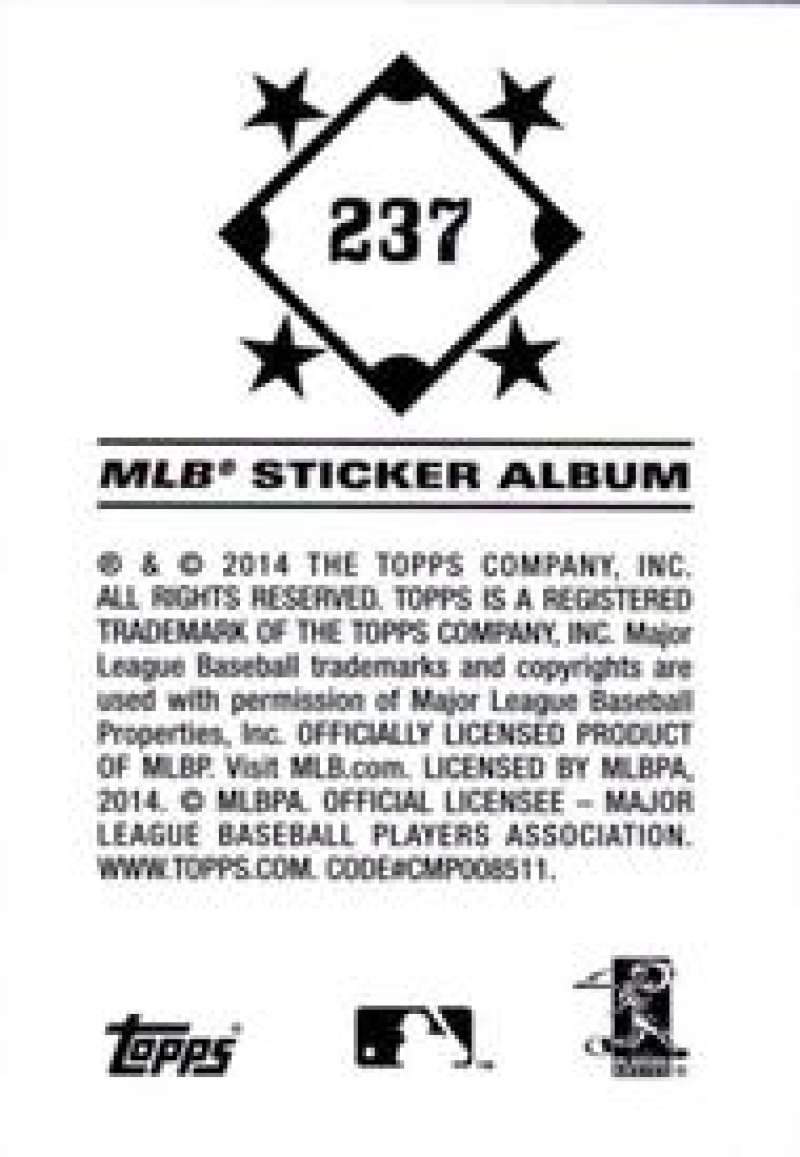 Pick Your Cards 2014 Topps MLB Baseball Sticker Collection (#201-315) - Picture 75 of 231