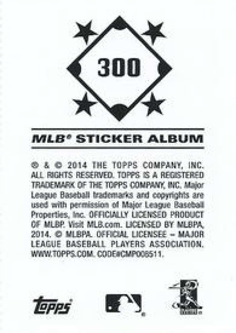 Pick Your Cards 2014 Topps MLB Baseball Sticker Collection (#201-315) - Picture 201 of 231