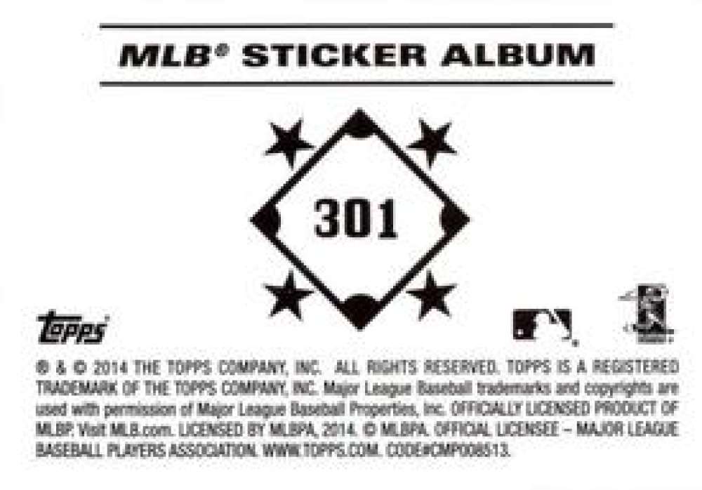 Pick Your Cards 2014 Topps MLB Baseball Sticker Collection (#201-315) - Picture 203 of 231