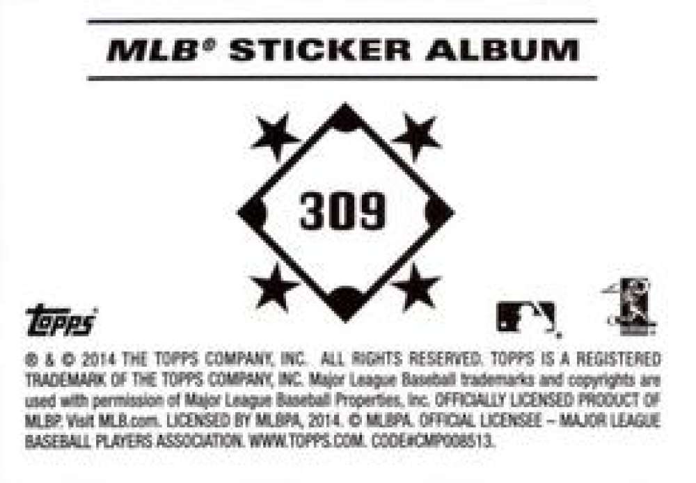 Pick Your Cards 2014 Topps MLB Baseball Sticker Collection (#201-315) - Picture 219 of 231
