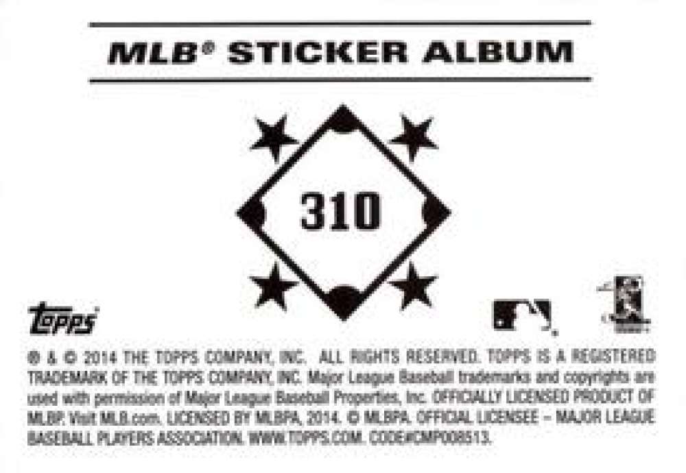 Pick Your Cards 2014 Topps MLB Baseball Sticker Collection (#201-315) - Picture 221 of 231