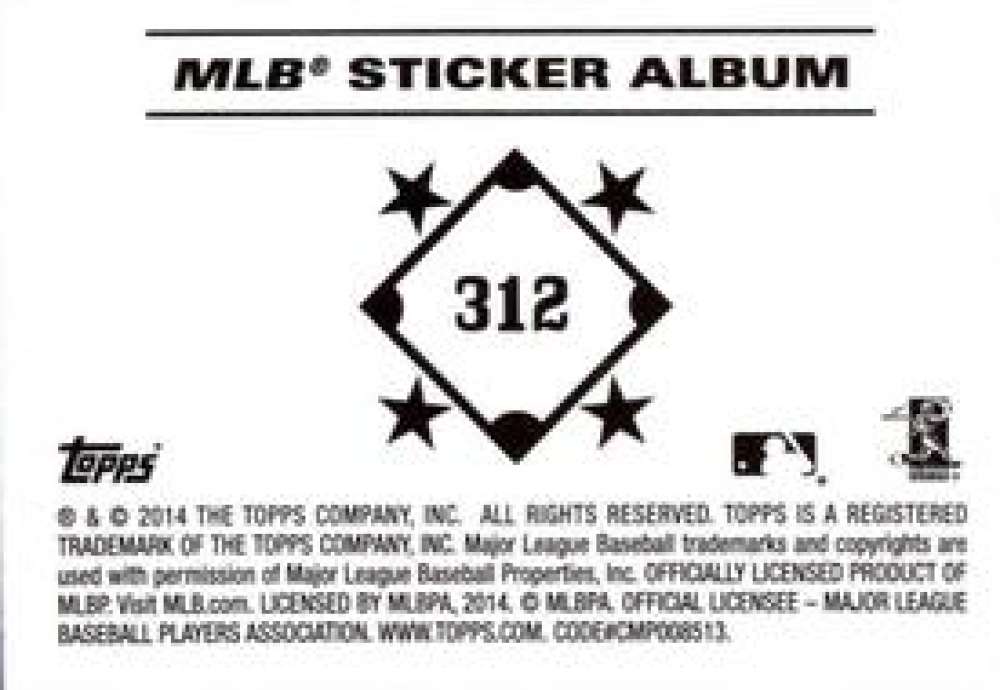Pick Your Cards 2014 Topps MLB Baseball Sticker Collection (#201-315) - Picture 225 of 231