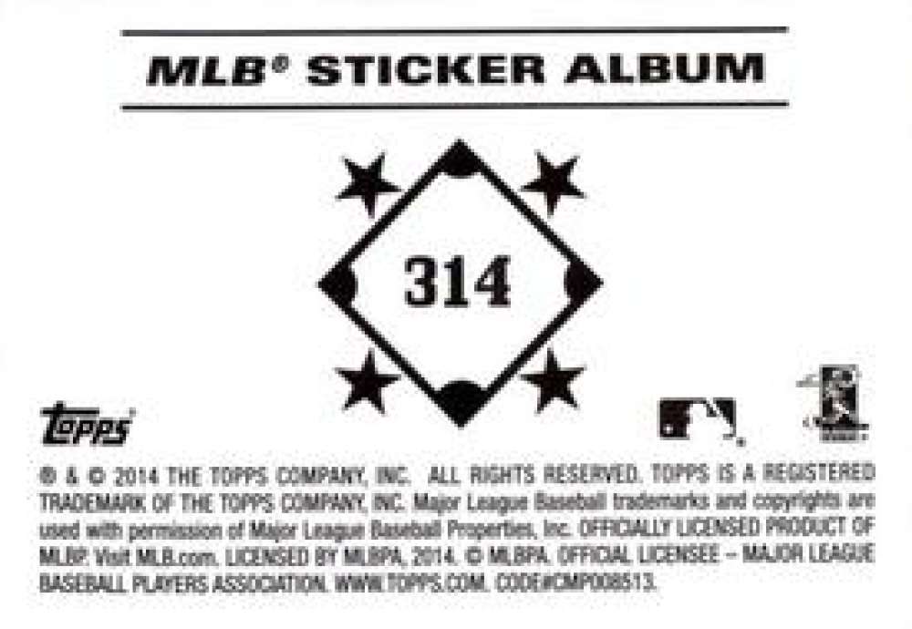 Pick Your Cards 2014 Topps MLB Baseball Sticker Collection (#201-315) - Picture 229 of 231