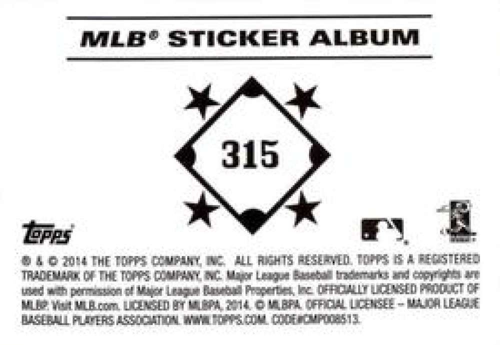 Pick Your Cards 2014 Topps MLB Baseball Sticker Collection (#201-315) - Picture 231 of 231
