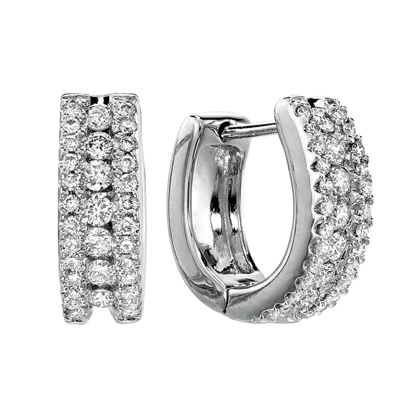 Home  Diamond Earrings  White Gold Diamond Lever Back Hoop Earrings