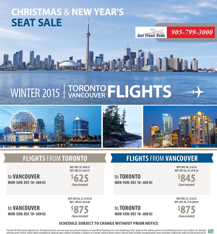 Last minute domestic flight sale Flights from 625 Toronto and