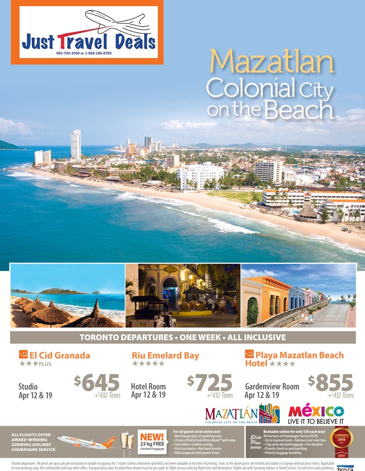 Mazatlan Vacations from 645 Toronto departures