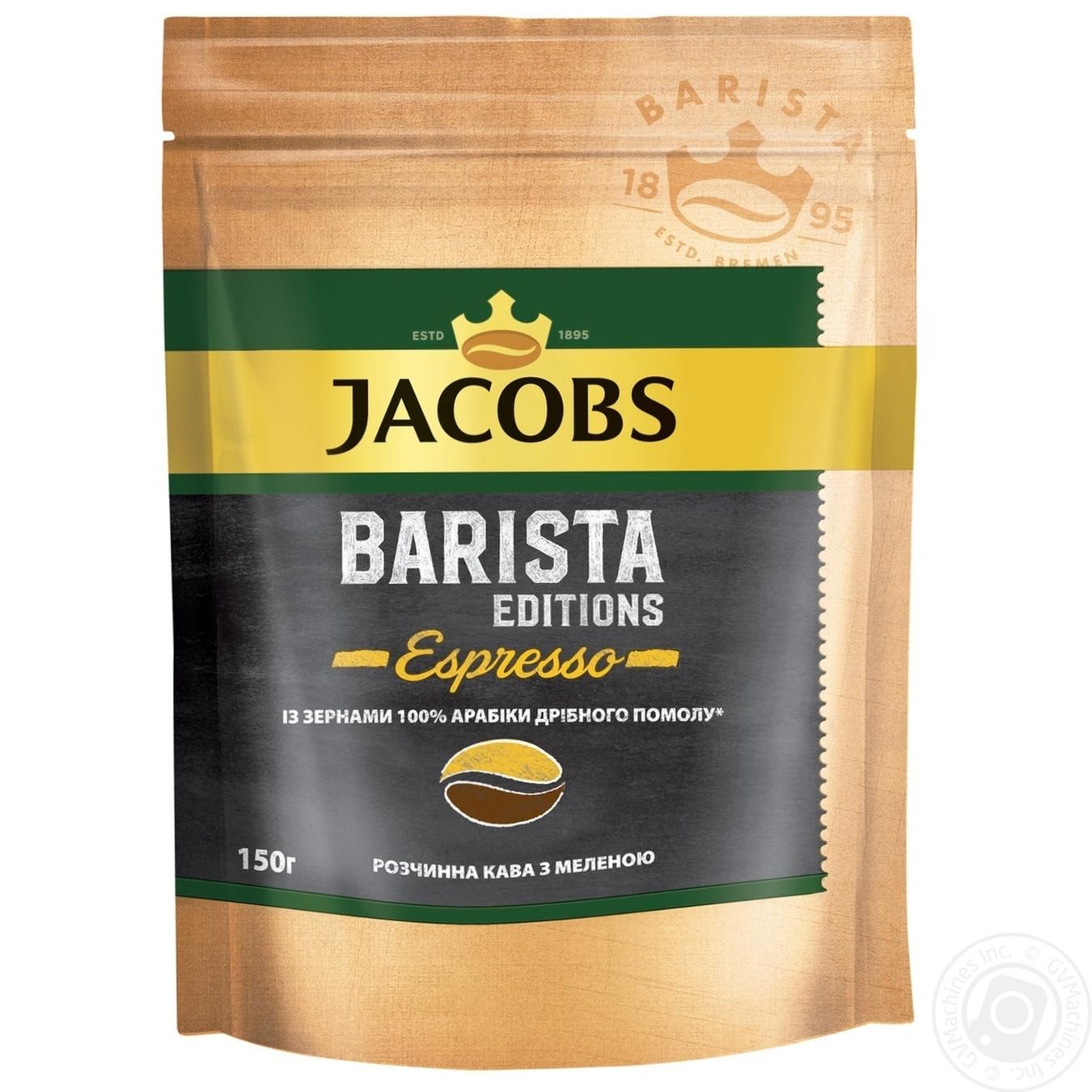 Кава Jacobs Barista Editions Espresso розчинна з частинками обсмажених дрібно змелених кавових зерен 150г
Кава Jacobs Barista Editions Espresso розчинна з частинками обсмажених дрібно змелених кавових зерен 150г