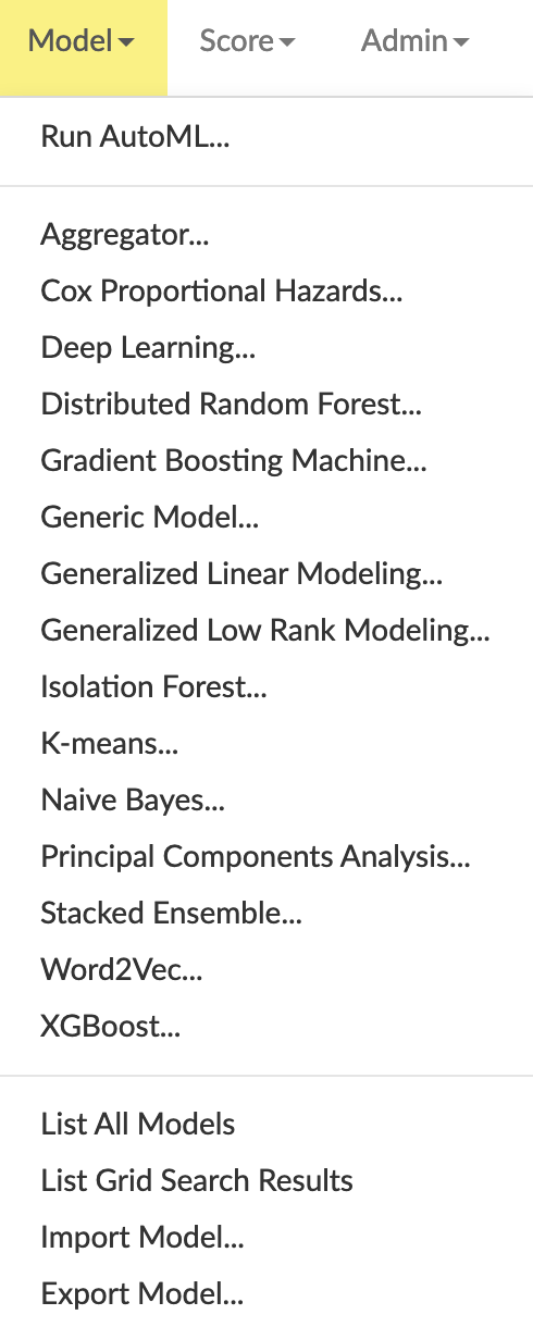 Flow Model dropdown menu