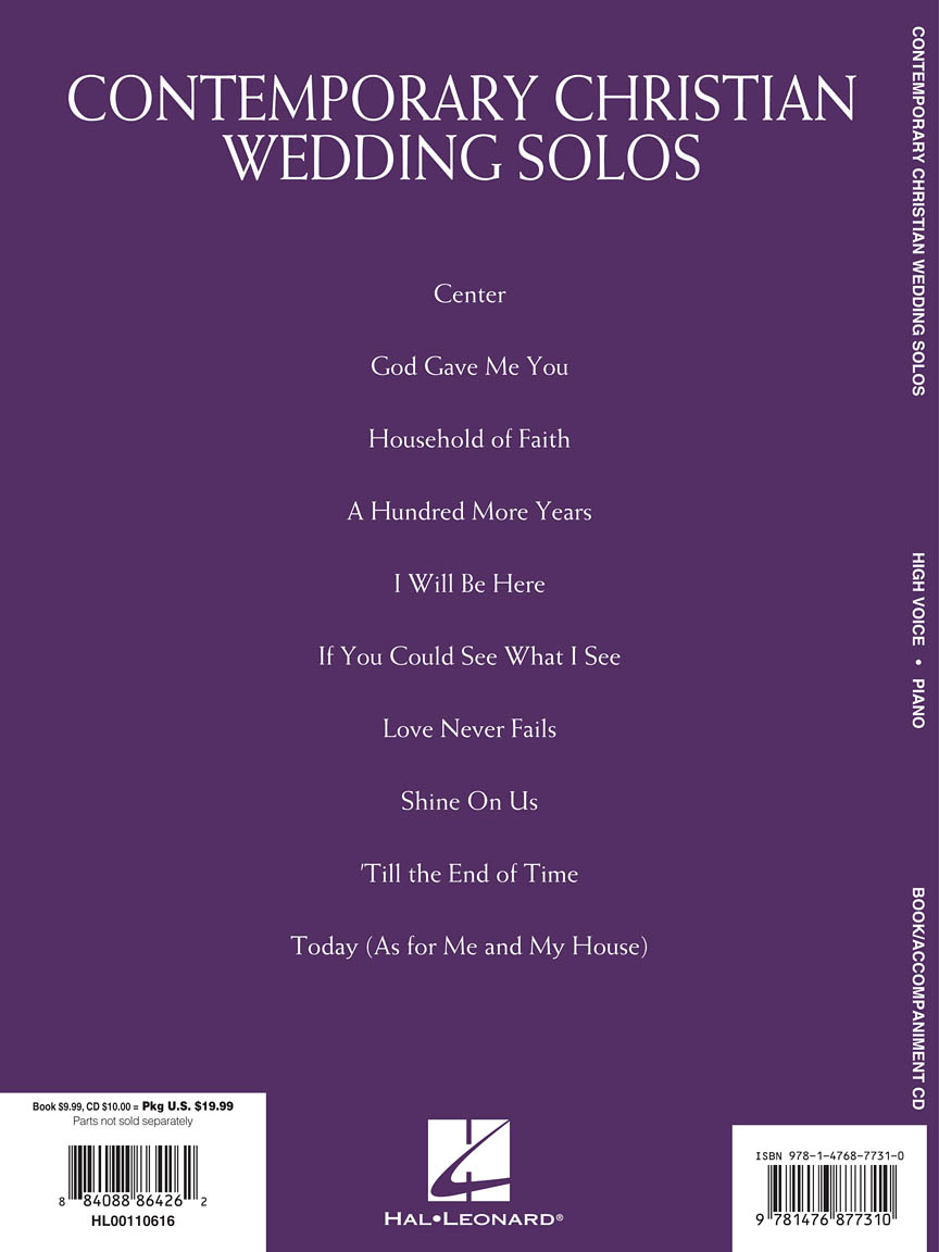 Contemporary Christian Wedding Solos/CD Sheet Music (SKU 00110616