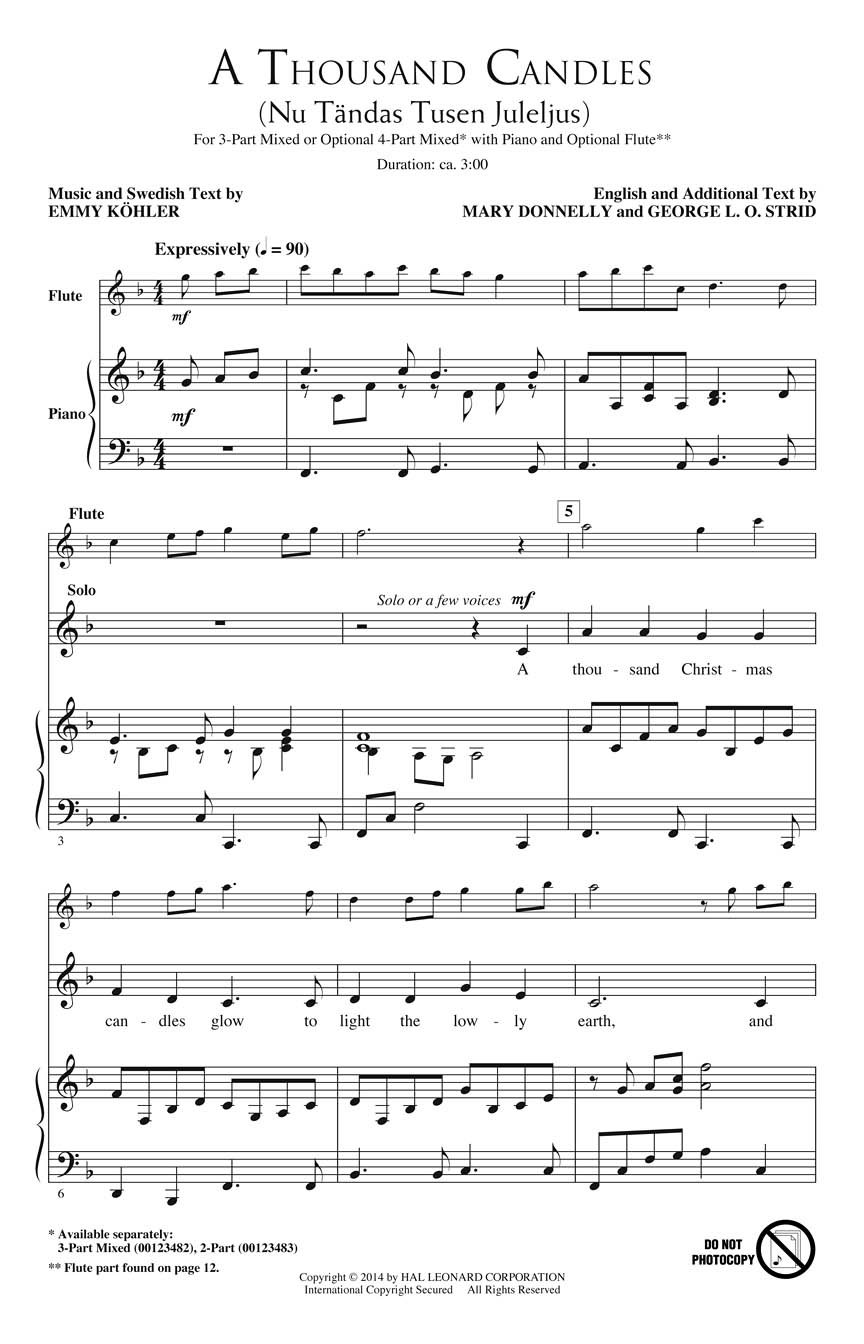 A Thousand Candles : (Nu Tandas Tusen Juleijus) (3-Part Mixed) : arr ...