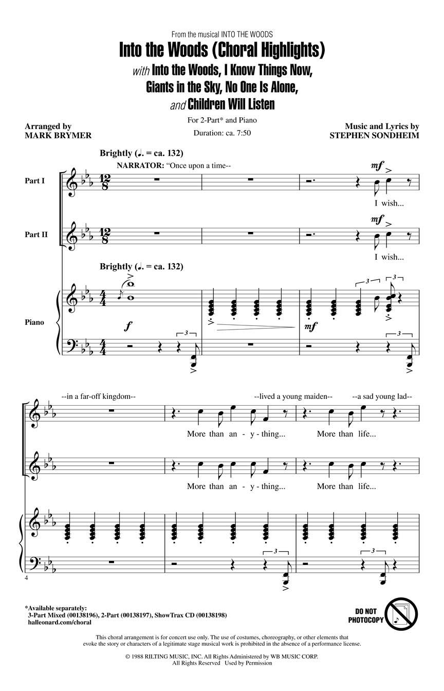 Sheet music cover image for Into The Woods choral highlights