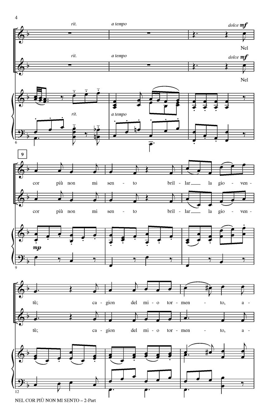 Nel Cor Piu Non Mi Sento Sheet Music by Giovanni Paisiello (SKU