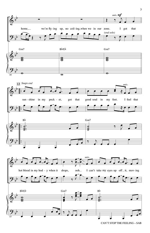 Can't Stop The Feeling Sheet Music by Mac Huff (SKU 00190308