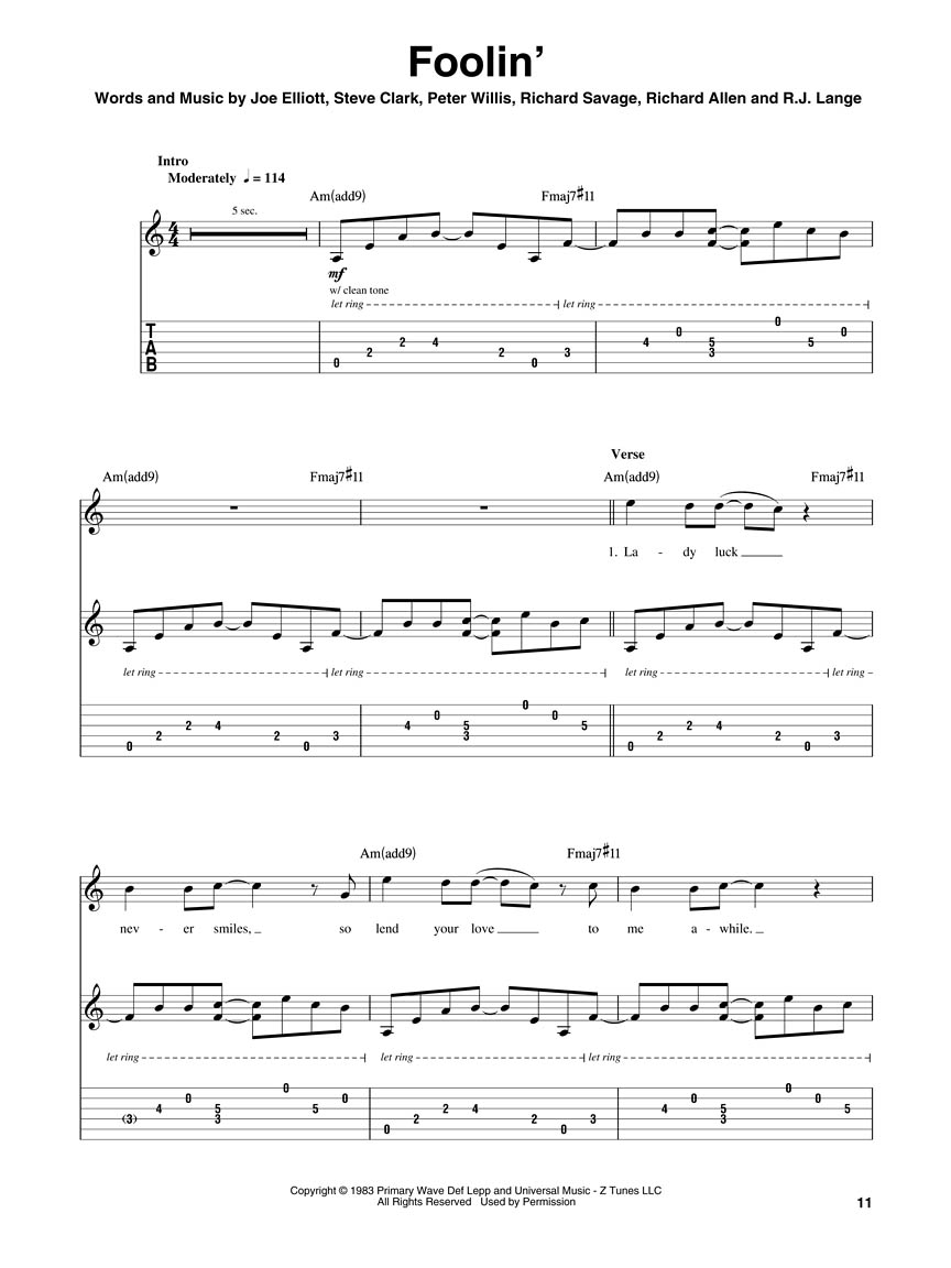 Def Leppard Sheet Music by Def Leppard (SKU 00702532) Stanton's