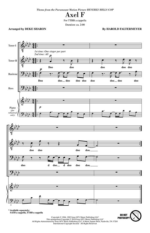 Axel F Sheet Music by Deke Sharon (SKU 08202621) Stanton's Sheet Music