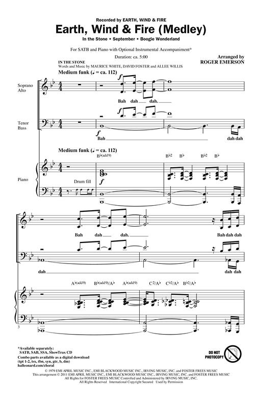 Earth Wind and Fire (Medley) Sheet Music by Roger Emerson (SKU