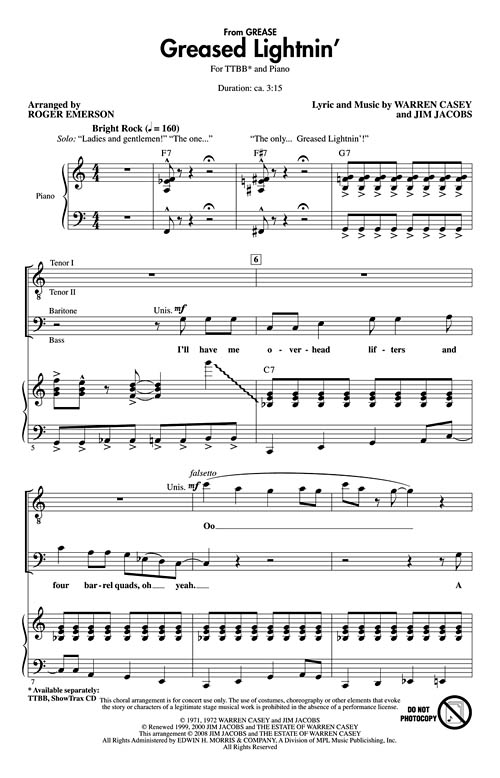 Greased Lightnin' (From Grease) Sheet Music by Roger Emerson (SKU