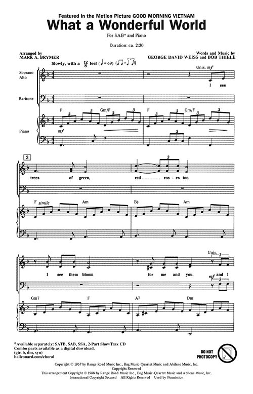 What A Wonderful World Sheet Music by Mark Brymer (SKU 08639542