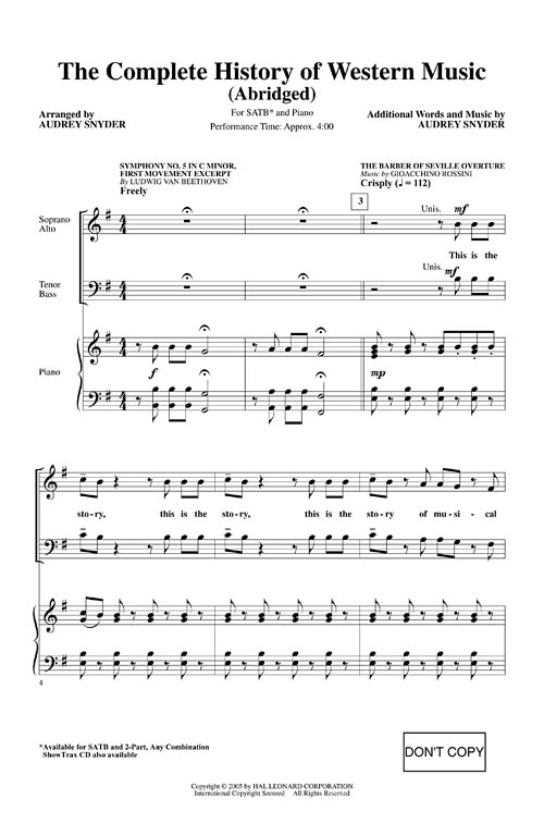 The Complete History Of Western Music Sheet Music by Audrey Snyder (SKU