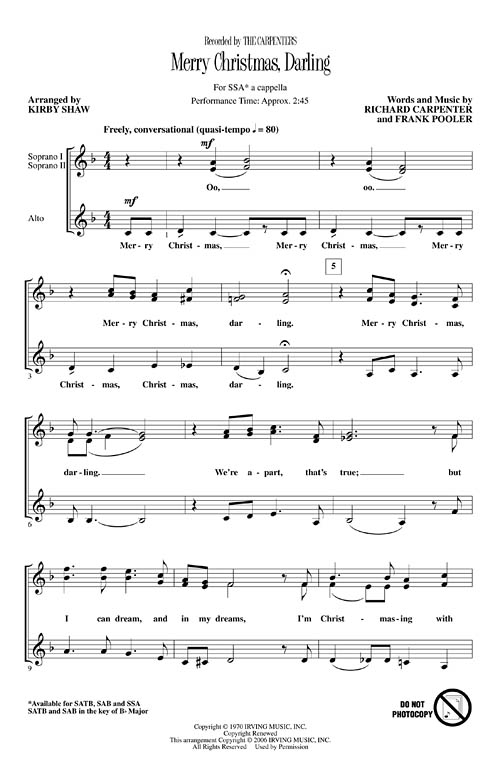 Merry Christmas Darling Chords 