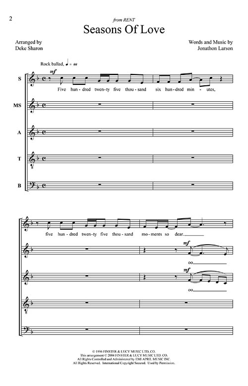 Seasons of Love Sheet Music by Jonathan Larson (SKU 08745440