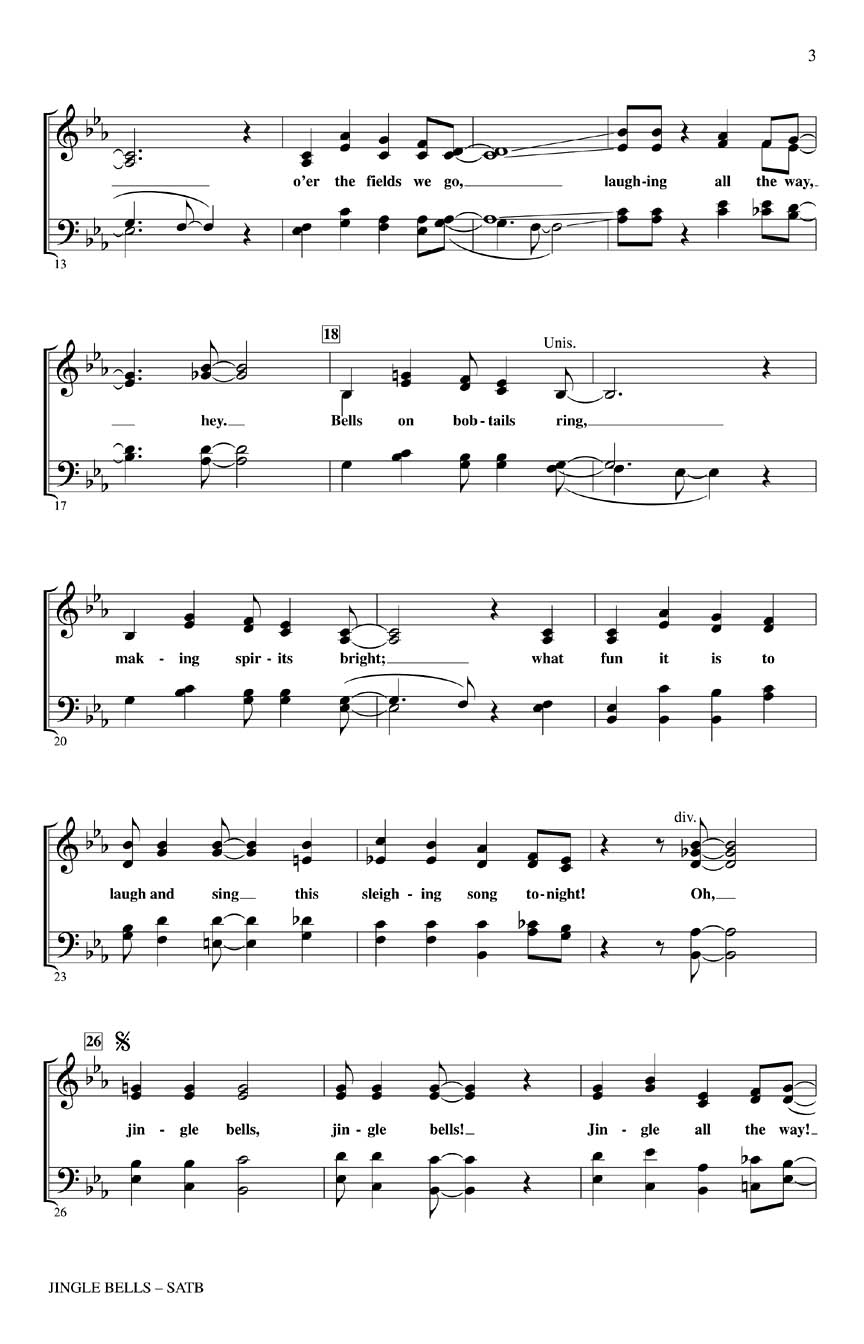 Jingle Bells (SATB a cappella) arr. Kirby Shaw SATB a cappella