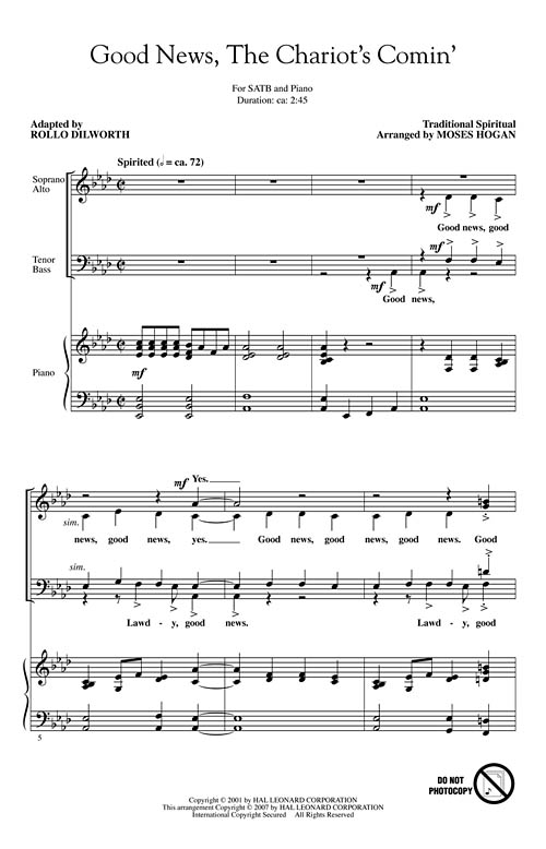 Good News The Chariot S Comin Sheet Music By Hogan Dilworth Sku 08748959 Stanton S Sheet Music