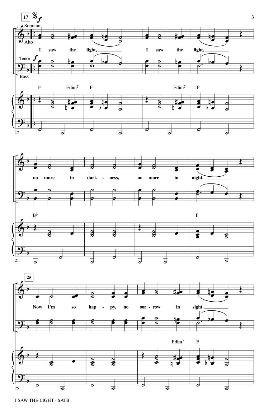 I Saw The Light Sheet Music by Hank Williams (SKU: 08749416) - Stanton ...