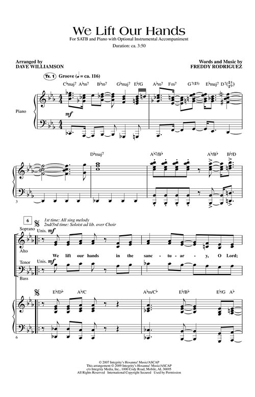 We Lift Our Hands Sheet Music by Freddy Rodriguez (SKU 08750252