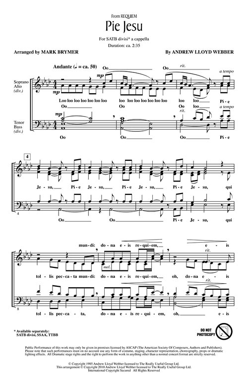 Pie Jesu (From Requiem) Sheet Music by Mark Brymer (SKU: 08751259