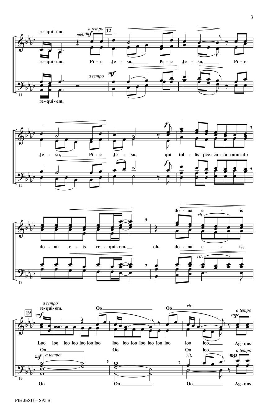Pie Jesu (from Requiem) (SATB divisi a cappella) Andrew Lloyd