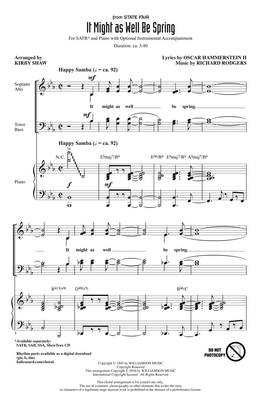 It Might As Well Be Spring Sheet Music by Kirby Shaw (SKU: 08751623