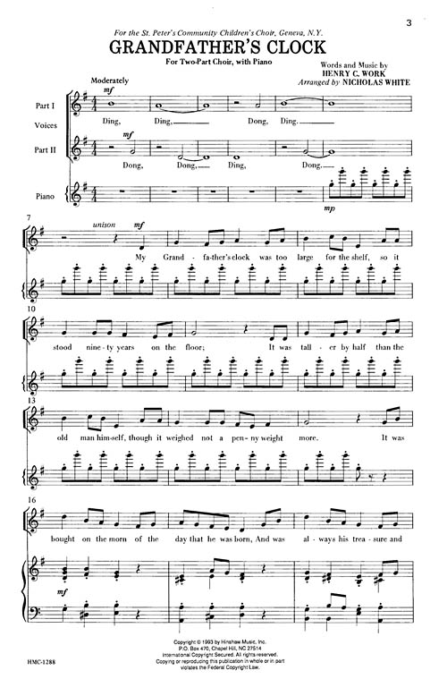 Grandfather's Clock Sheet Music by Nicholas White (SKU 08763572