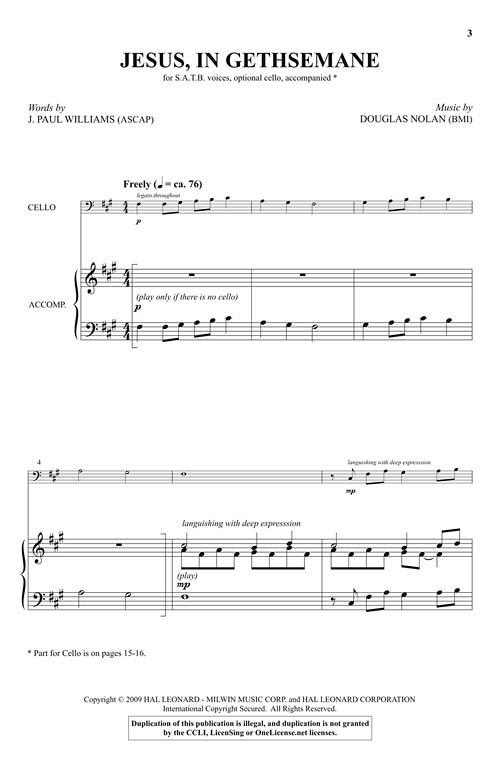 Jesus In Gethsemane Sheet Music by Nolan/Williams (SKU: 35026723 ...