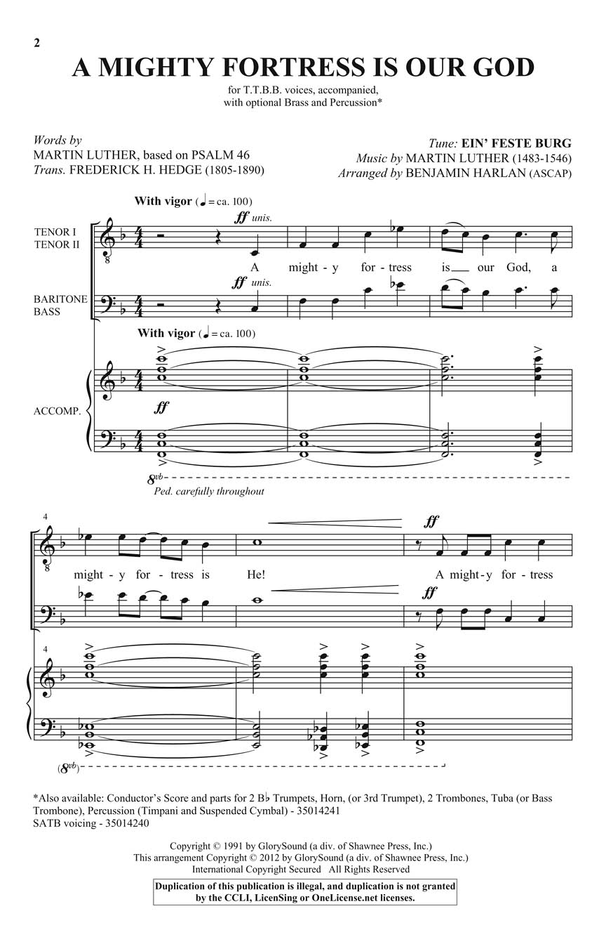A Mighty Fortress Is Our God Sheet Music by Benjamin Harlan (SKU