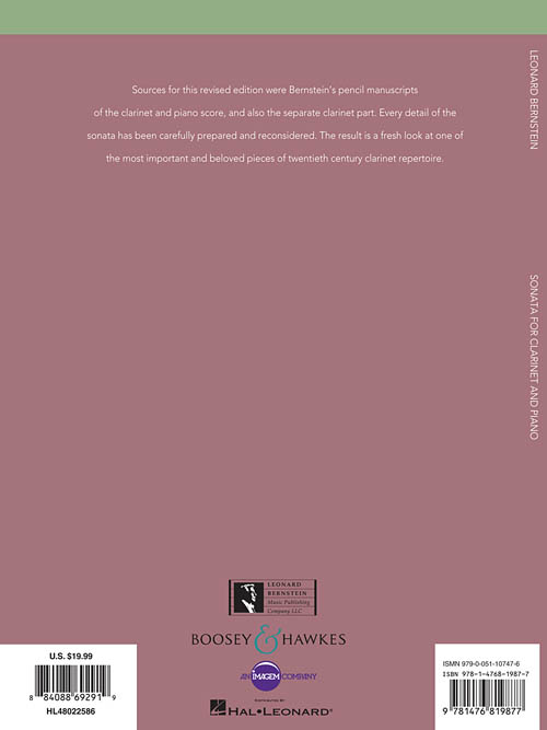 Sonata For and Piano (Rev Ed) Sheet Music by Leonard Bernstein