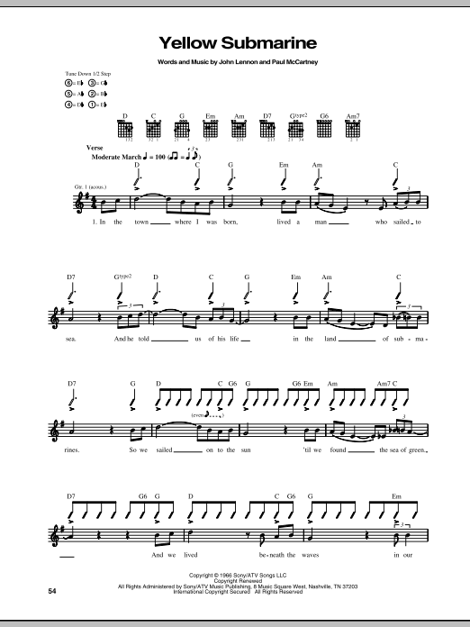 Yellow Submarine Guitar Tab by The Beatles (Guitar Tab 69047)