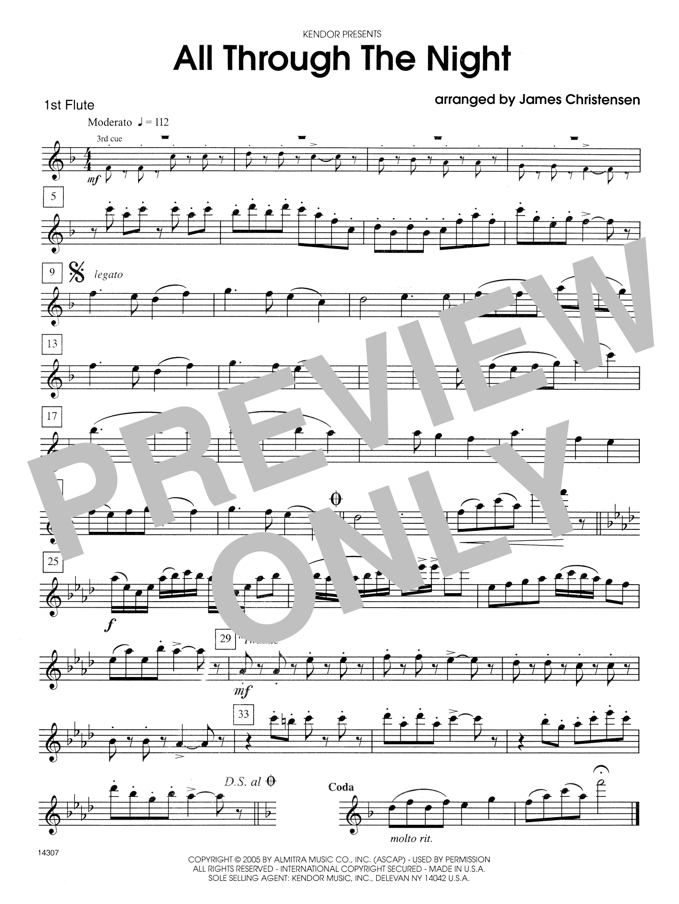 All Through the Night - 1st Flute | Sheet Music Direct