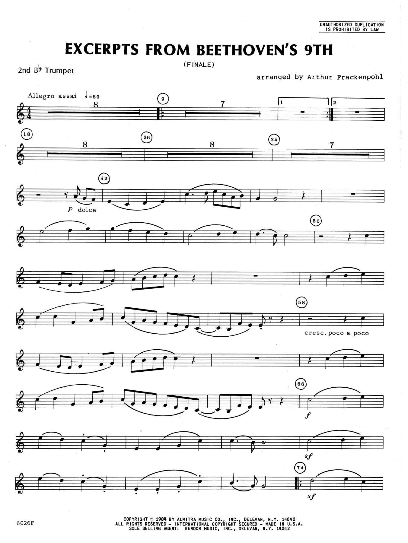 Excerpts From Beethoven's 9th 2nd Bb Trumpet Sheet Music Direct