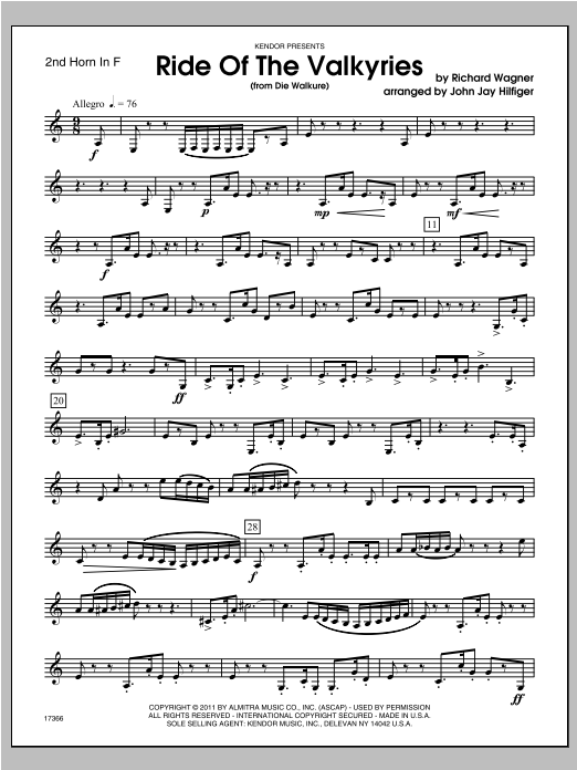 Ride Of The Valkyries (from Die Walkure) Horn 2 in F Sheet Music Direct