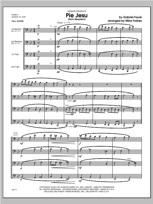 Pie Jesu (from Requiem) Full Score Sheet Music Direct