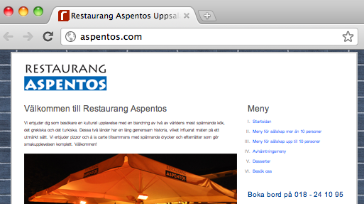 Restaurang Aspentos i Uppsala