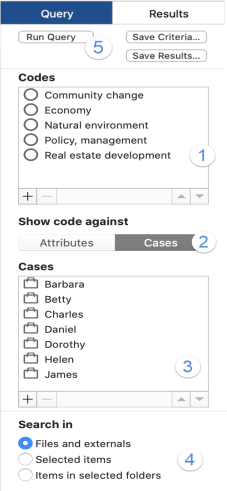 Example of Crosstab query criteria.