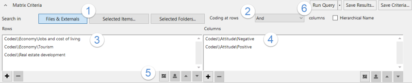 Description of Matrix Coding query criteria.