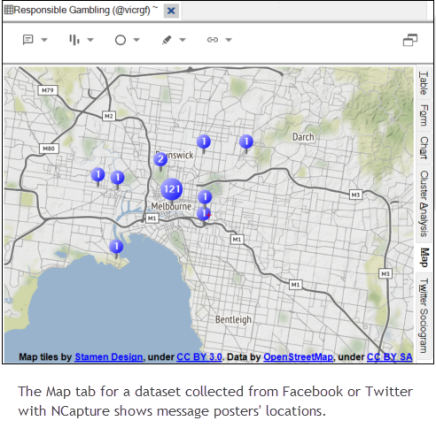 A Twitter map showing Tweets from different regions.