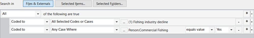 Example of Coding Query criteria.