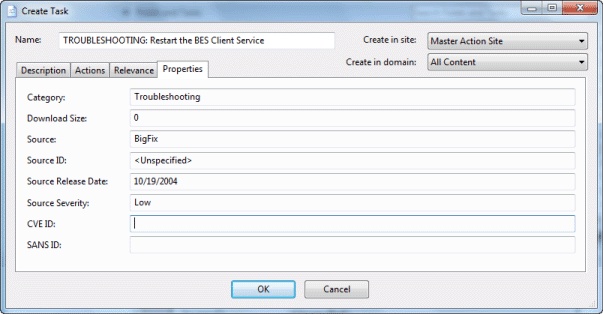 This window displays the Edit Properties Tab under which a series of text fields that you can use to describe the properties is displayed.