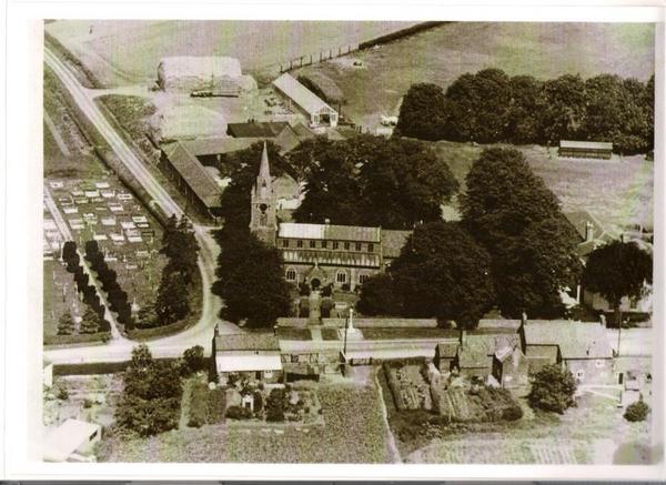 Aerial view of St Nicholas' church, Lutton
