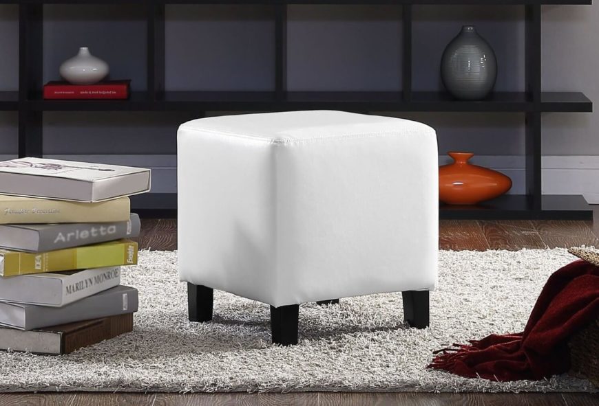 25 White Leather Ottomans (SQUARE & RECTANGLE)